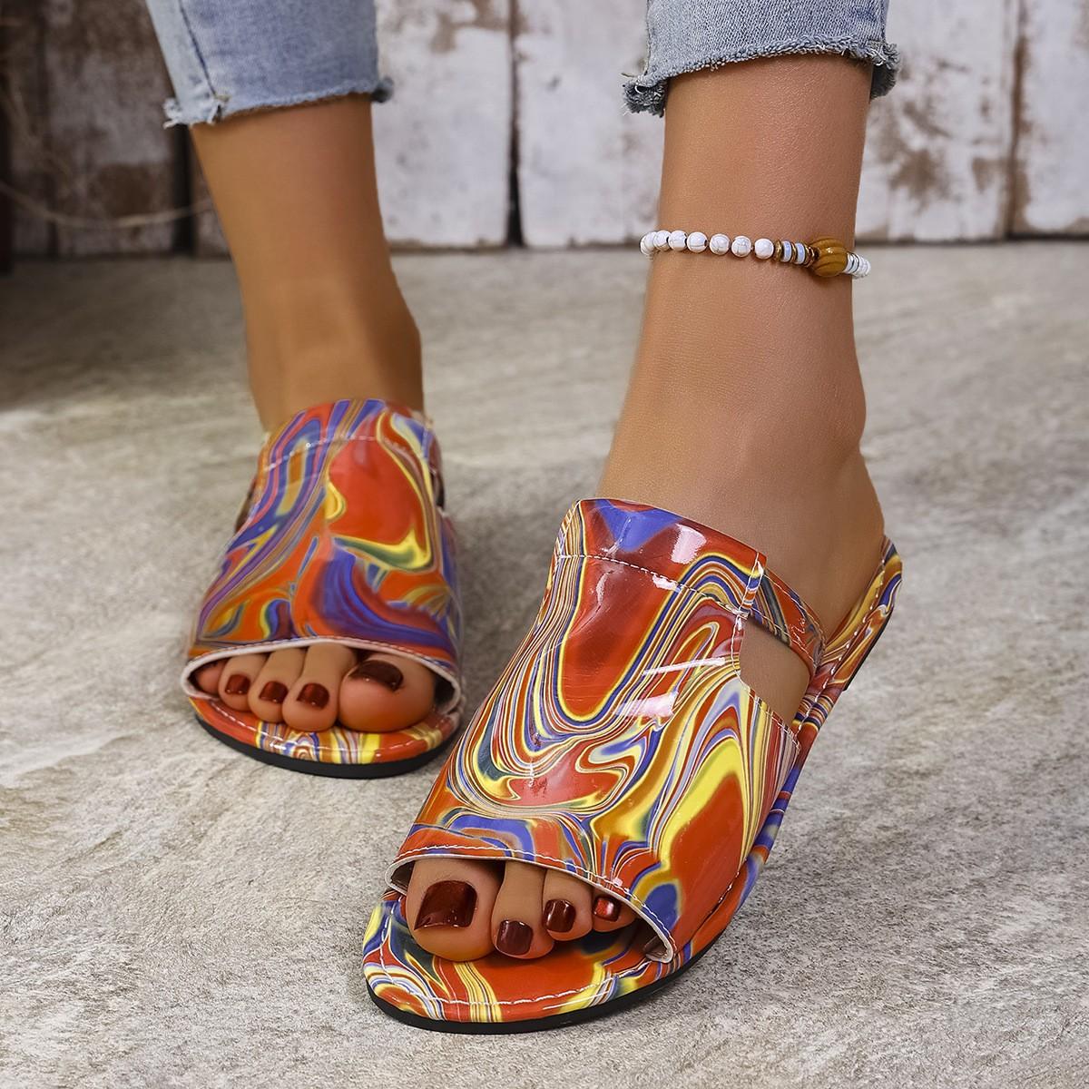

2025 summer new women s casual sandals flat slippers independent station large size women s shoes 43 разноцветный