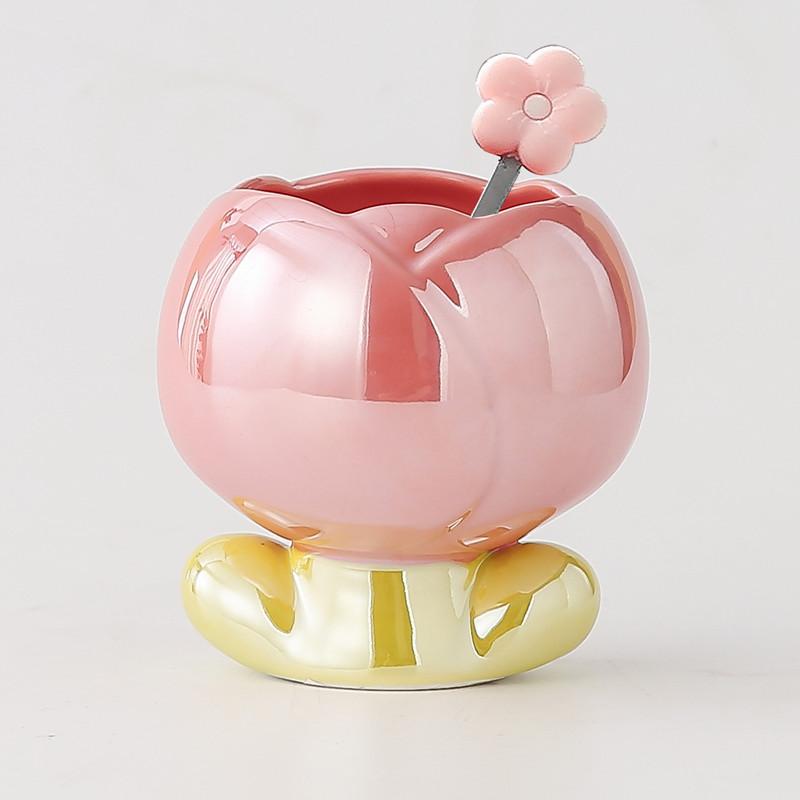 Kreative Tulpen Tasse Zuhause Frühstück Milchbecher Büro Keramik Wasserbecher Café Nachmittagstee Latte Kaffeetasse Festival Geschenk