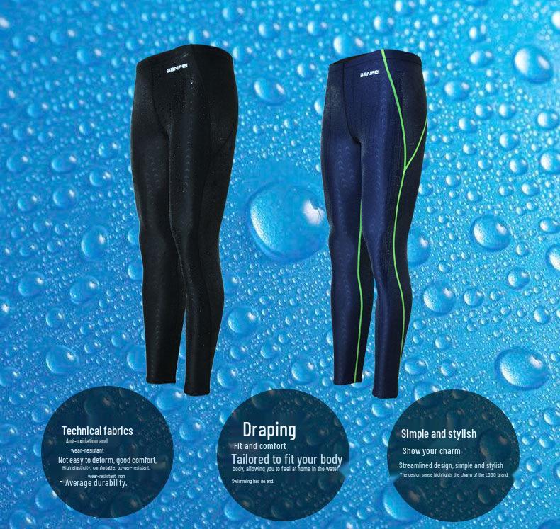 Banff Men's Quick-Dry Water-Repellent Sharkskin Swim Trunks for Competition, Diving, and Surfing.