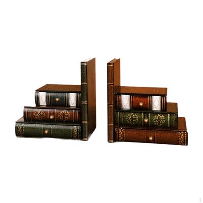 2 Faux Bookends with Storage Drawers, Book Holders, Decorative Boxes, for School, Study,