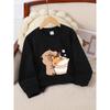 European sizes Crewneck Sweatshirt for Kids Featuring an Adorable Bear Enjoying Noodles with Chopsticks. Perfect for Sports And Casual Outings