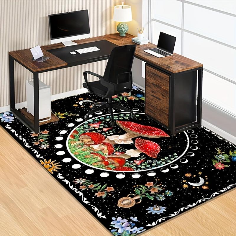 Mushroom Circle Rug - Enchanted Forest Design for Kids Room Fairy Tale Themed Home Decor Anti slip carpet can be machine washed