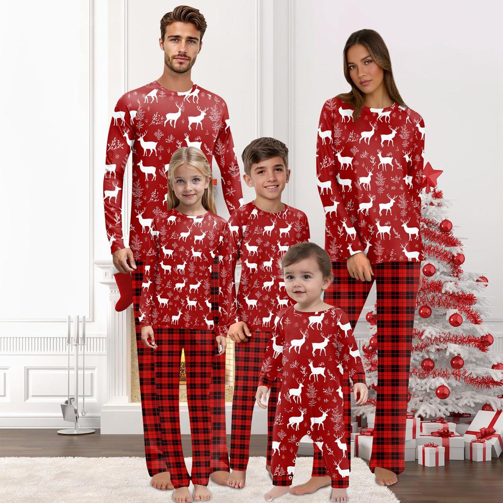 Christmas Prints Family Matching Long Sleeve Tops+Pants Set Family Matching Sets