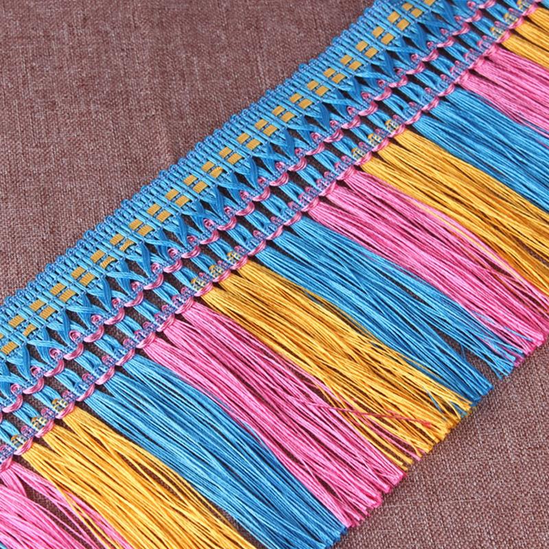Color Tassel Lace Trim Polyester Fringe Trim Tricolor Ethnic Style Ribbon Sewing Garment Accessories Curtain Lace DIY Decor