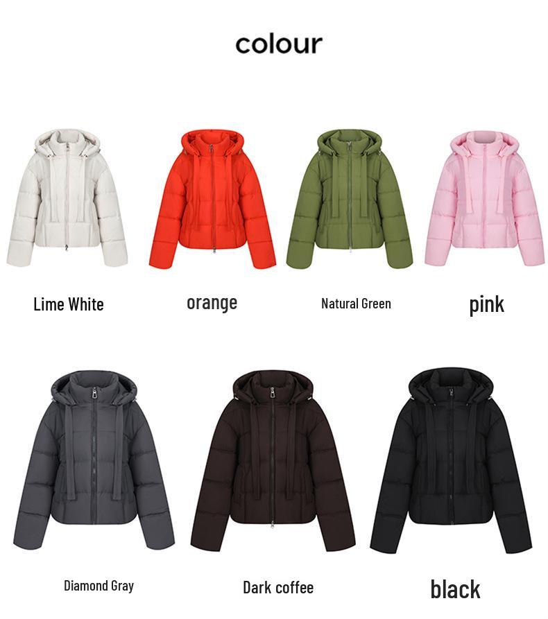 Korean Style Hooded Cropped Cotton Padded Jacket - Winter Outerwear for Short and Plus Size
