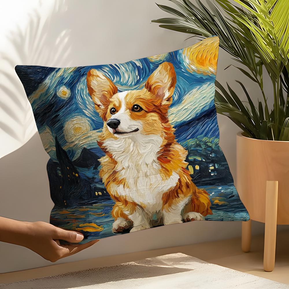 Catoon Starry Sky Dog Pillow Case Home Living Room Decoration Linen Pillow Cases Cushion Cover