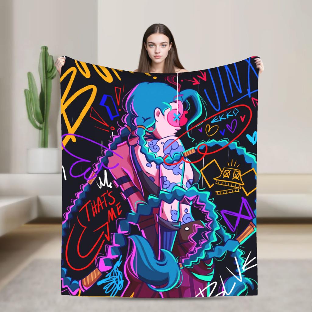 Arcane Flanelldecke Viktor Spiel Anime Jinx Jayce Jesus Sevika Weiche Warme Überwurfdecke für Schlafzimmer Bettdecke Sofabettbezug
