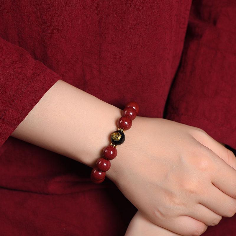 Cinnabar Buddha Beads Bracelet - Lucky Charm for Men & Women
