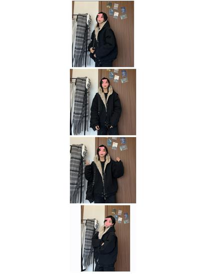 CleanFit Men's Retro Fur Collar Hooded Cotton Jacket - Warm Winter Golden Eagle Short Coat