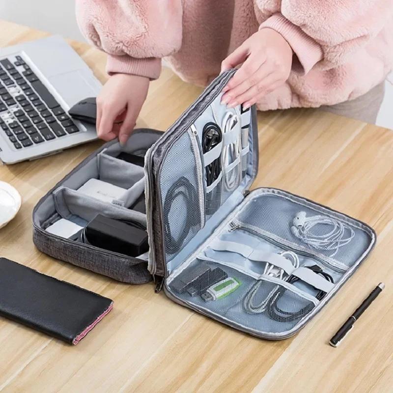 

Organizer Aesthetic Bags Portable Bag Storage Pouch Digital Essentials Waterproof Accessories Electronic Travel Makeup USB Home S