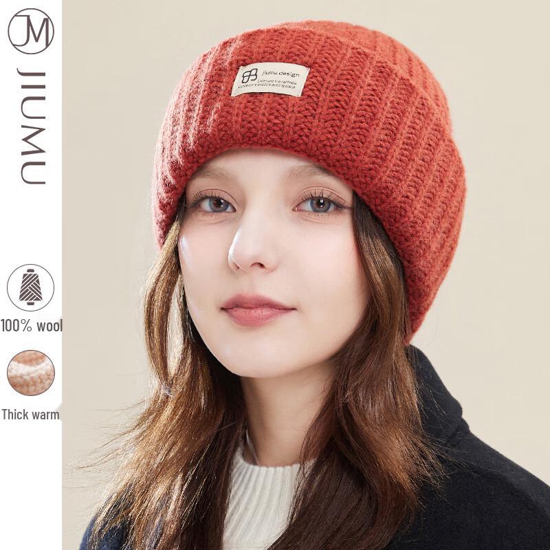 JIUMU Women s Pure Wool Thickened Knitted Beanie Hat