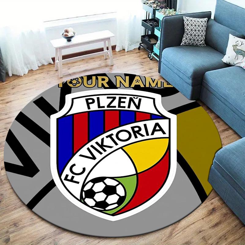 Fc Viktoria Crest Custom Name Round Area Rug Carpet Rug For Living Room Bedroom Sofa Playroom Decor Nonslip Floor Mat