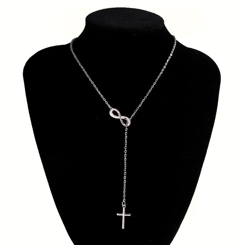 

Pendant Necklace for Women Numer 8 Cross Sweater Long Chain Girls Gift Clavicle Necklace Chain Fashion Jewelry