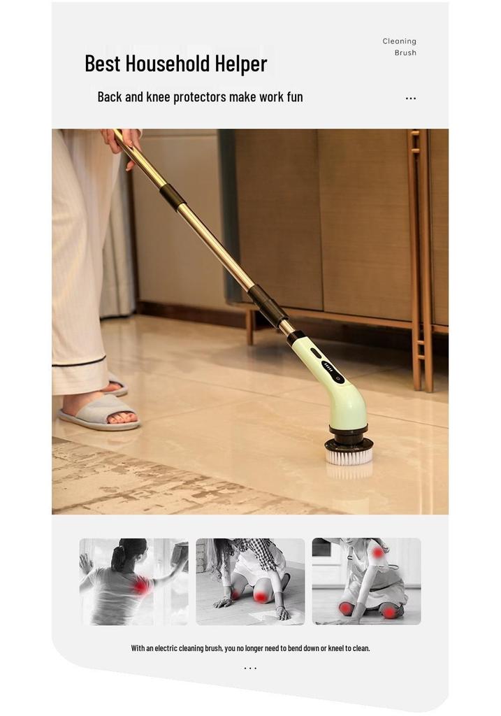9-in-1 Multi-Functional Electric Cleaning Brush for Kitchen & Bathroom with Long Handle & Handheld Options