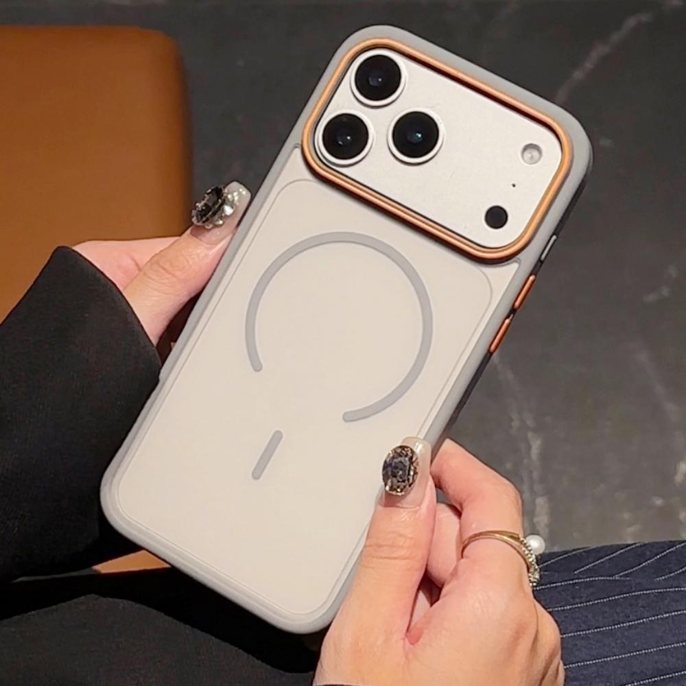 Frosted Armor For Magsafe Case For iPhone 17 Air 16 15 14 13 12 11 Pro Max Plus Shockproof Camera Contrast Color Cover