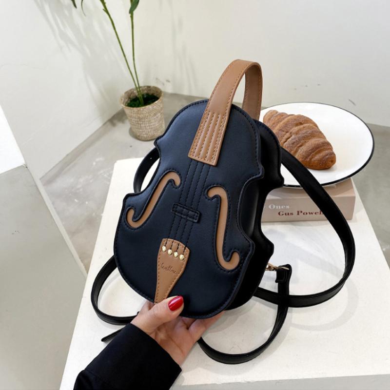 Yogodlns Borsa a tracolla creativa per violino femminile Zaini piccoli in pelle PU per donna Borsa a tracolla moda donna con filo di design di lusso