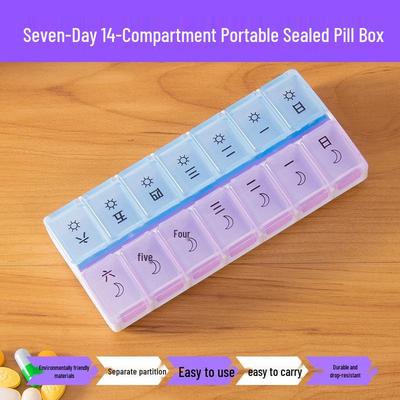 Compact 7-Day Portable Pill Box: Travel Medicine Organizer for Morning/Evening Use, Ideal for Seniors.