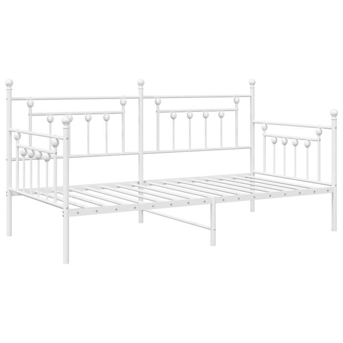 Cadre de lit jour vidaXL Blanc 90x190 cm Acier 42002672