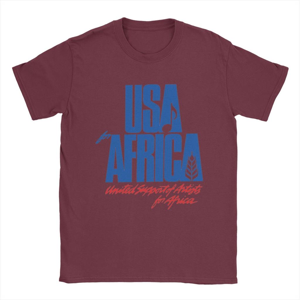Men T-Shirt We Are The World Anniversary USA For Africa United Artists 100% Cotton Tees Short Sleeve T Shirts Tops Printed
