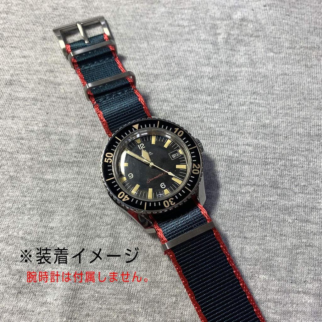 watch Premium G10 NATO type silk touch nylon strap 20mm width DELUXE NYLON NATO TYPE WATCH STRAP 20mm [Naval Co.] Navy/Red Navy/Red