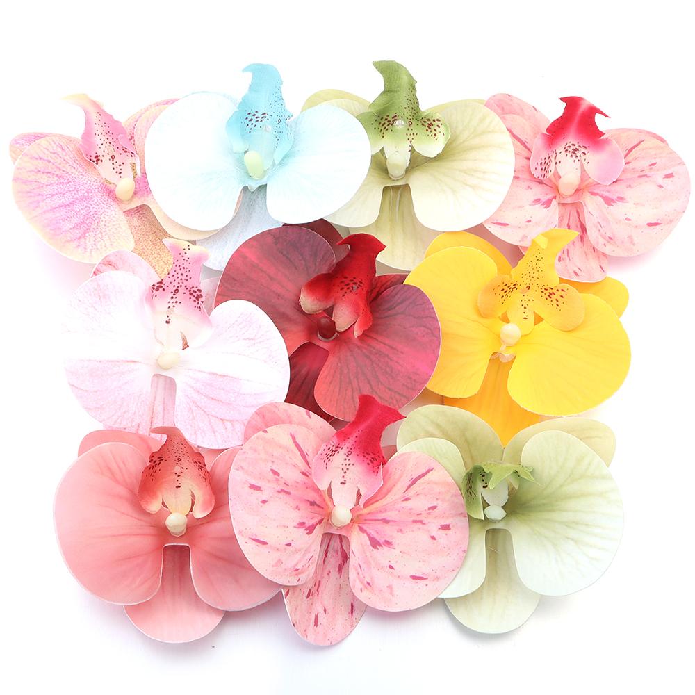 5/10Pcs Artificial Phalaenopsis 3D Small Butterfly Orchid Fake Flower Home Drapery Wall Wedding Decoration Festival Diy Wreath