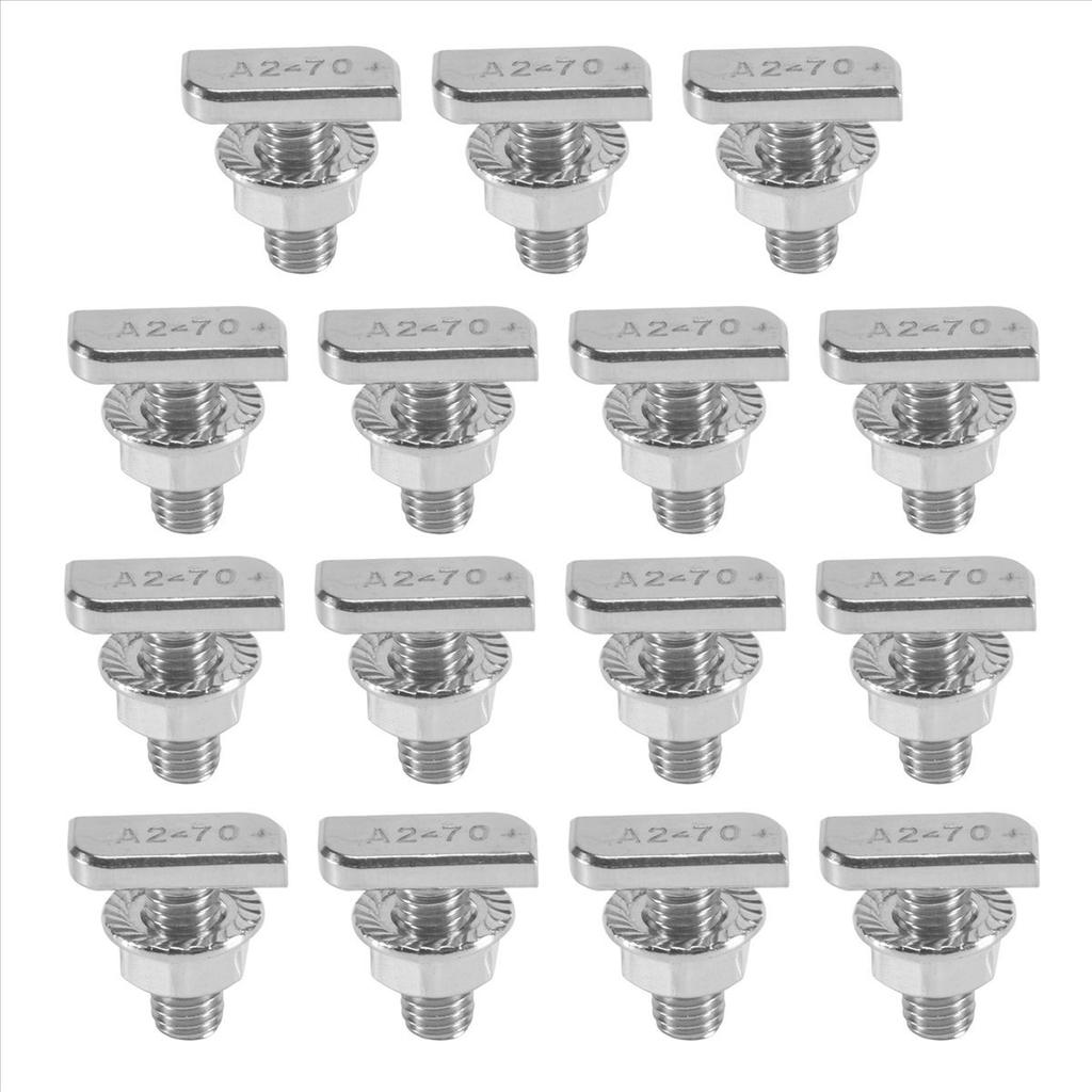 BHBL 15Pcs T Slot Bolt Replacement,M8 X 20 Screws, A2-70 Rail Track Screws Track Nuts with 15 Flange Nut