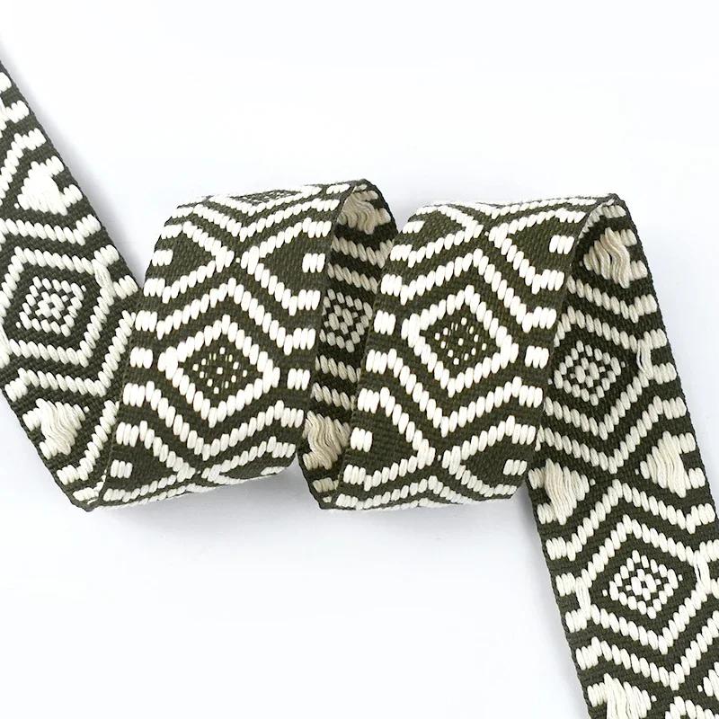 Meetee 2-10M 38mm Jacquard Polyester Cotton Ribbon Band Canvas Bag Strap Belt Decorative Bias Webbing Tape Sewing Accessories