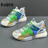 Fashion Color Block Designer Chunky Sneaker Men Cover Bottom Board Shoe Fashion Casual Leather Breathable Increased Platform Shoes