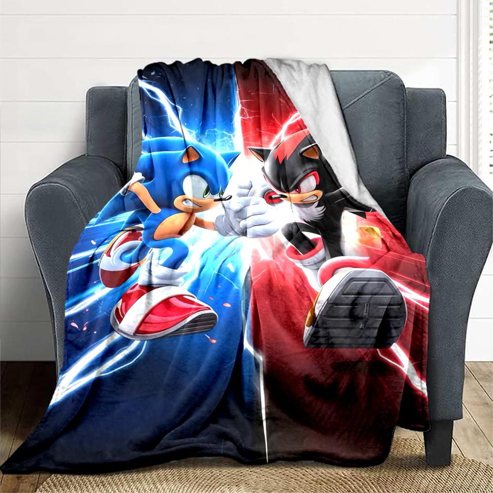 1Pc Clash Sonic Vs Shadow Blanket Soft And Comfortable Casual Warm Camping Travel Christmas Halloween Xmas Gift M924134