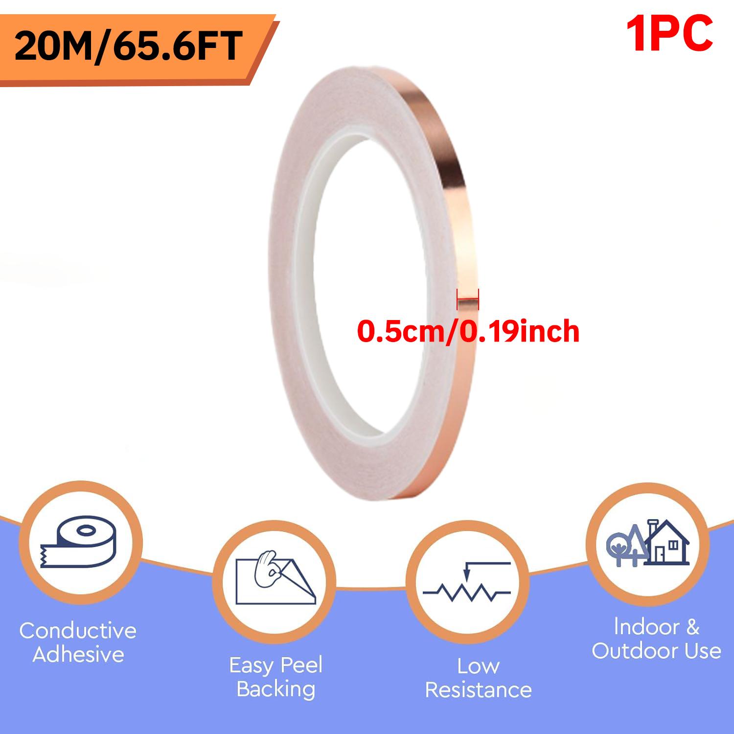 

20M Медная лента Улитка Клей ЭМИ Экранирование Проводящая клейкая фольгированная лента для витражного стекла Бумага Схема Электрический ремонт