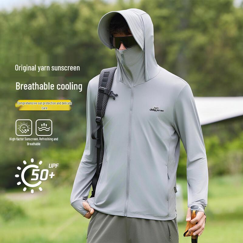 Jeep UPF 50+ Outdoor Sun Protection Jacket for Men 3XL темно-серого