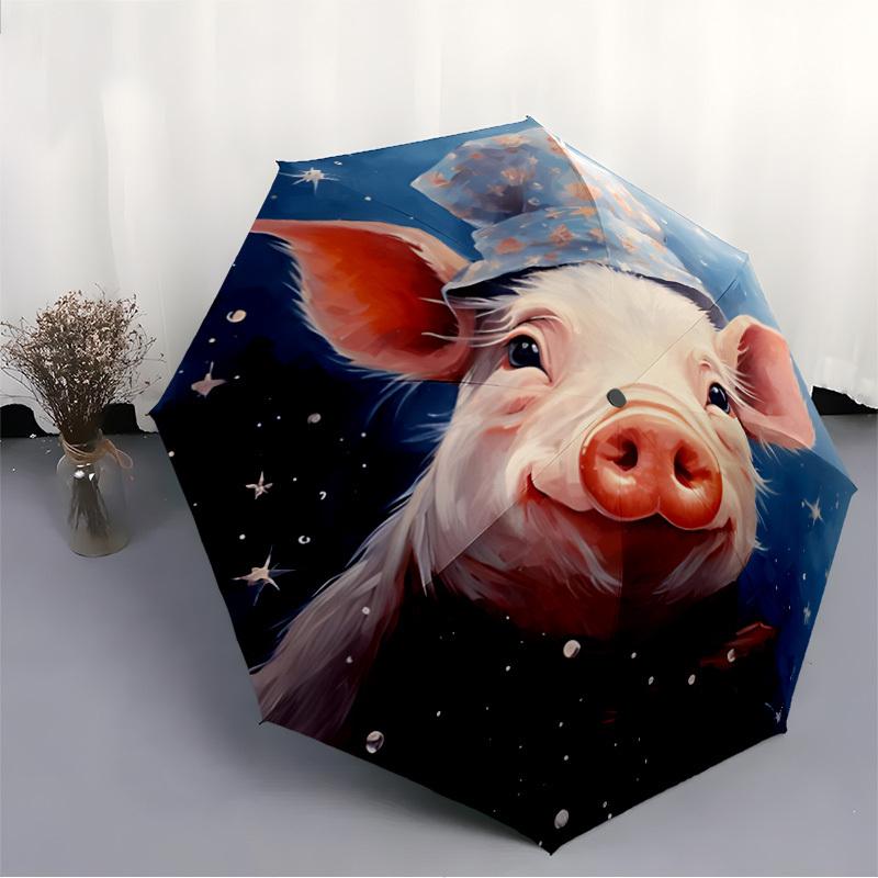 1 pièce Chapeau Cochonnet Parapluie Pliant Automatique, Parapluie Pliant Automatique Robuste et Durable à 8 Baleines, Pratique pour l'Extérieur115