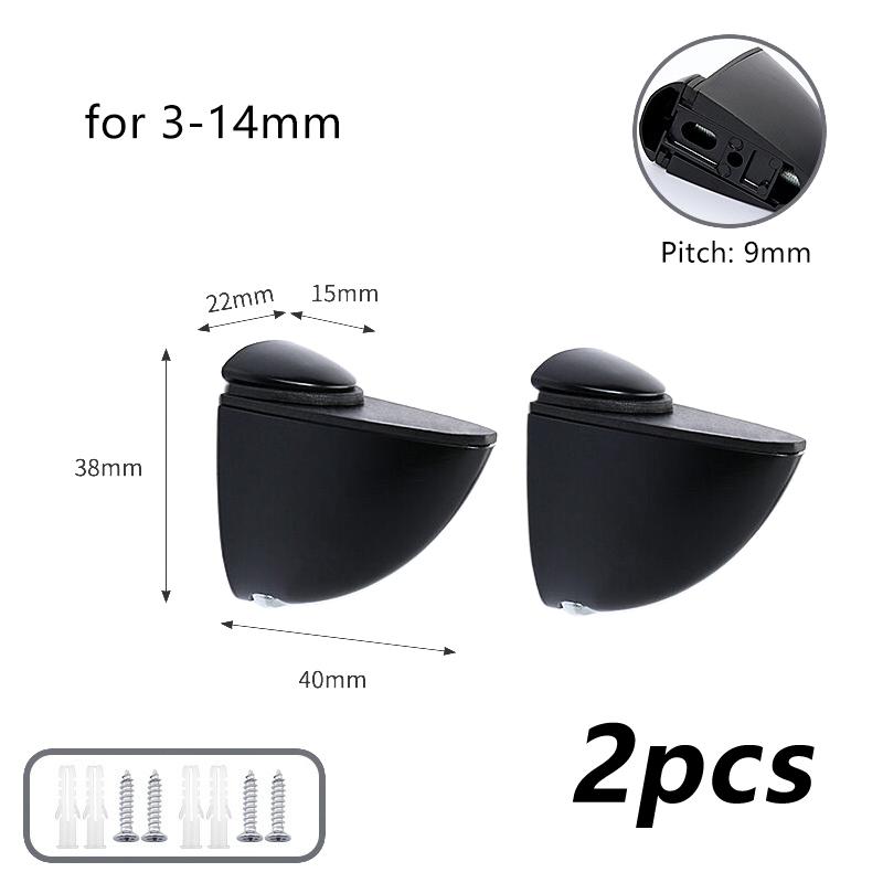 {Summer2}2Pcs Adjustable Metal Glass Clamps Wood/Glass Shelf Bracket Wall Mount Floating Clip Anti-Slip Support Partition Clamp
