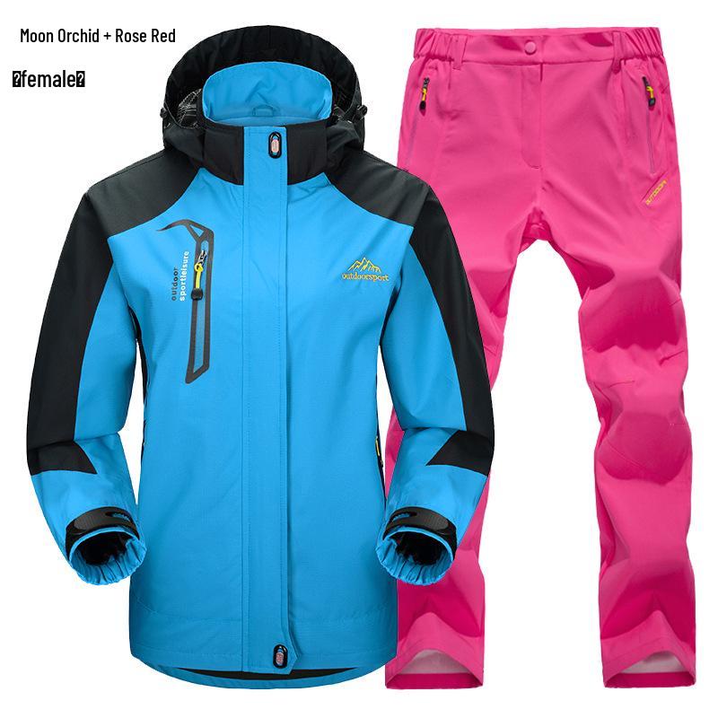 Outdoor Windbreaker Pants and Jacket Set for Men and Women - Windproof, Waterproof, Ideal for Spring/Autumn Hiking