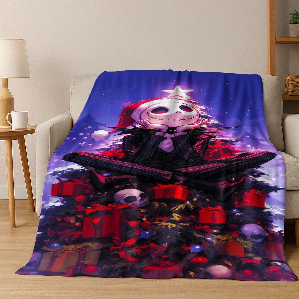 2026 New The Nightmare Before Christmas Jack Cartoon Flannel Blanket,Warm and Cozy Soft Throw Blanket for Home Bedroom Bed Sofa