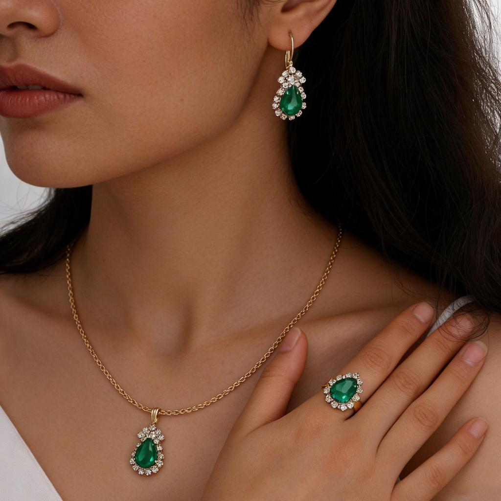 4PCS Rhinestone Water Drop Necklace Earring Jewelry Sets for Women Sale Personalized Wedding Bride Accessories