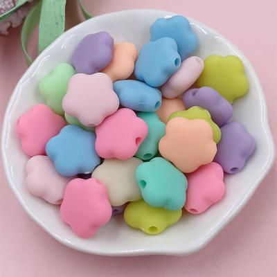 Loose Beads DIY 10 Colors 15*7mm Bracelets 30PCS Necklace Rubber Flowers Beads Fashion Jewelry Making  Accessories