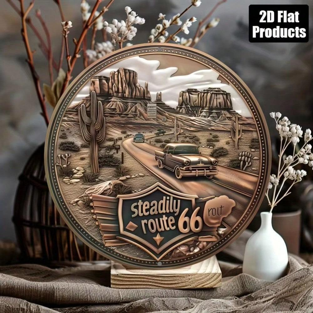 1pc Route 66 Themed Metal Tin Sign Wall Decor 8x8 Inch Gift for Bar Home