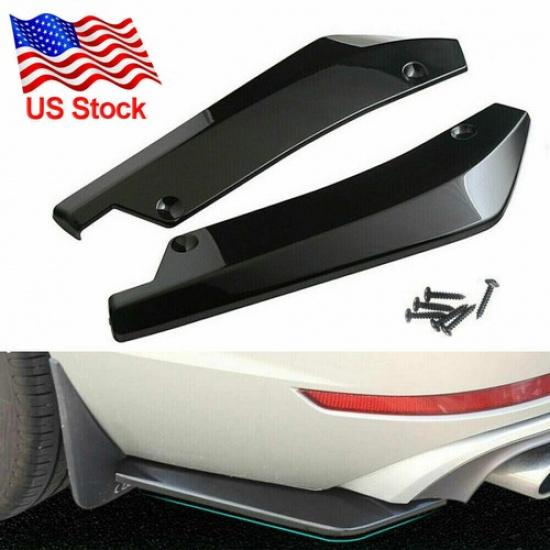 Pair Glossy Black Car Bumper Fin Canard Splitter Diffuser Valence Spoiler Lip US
