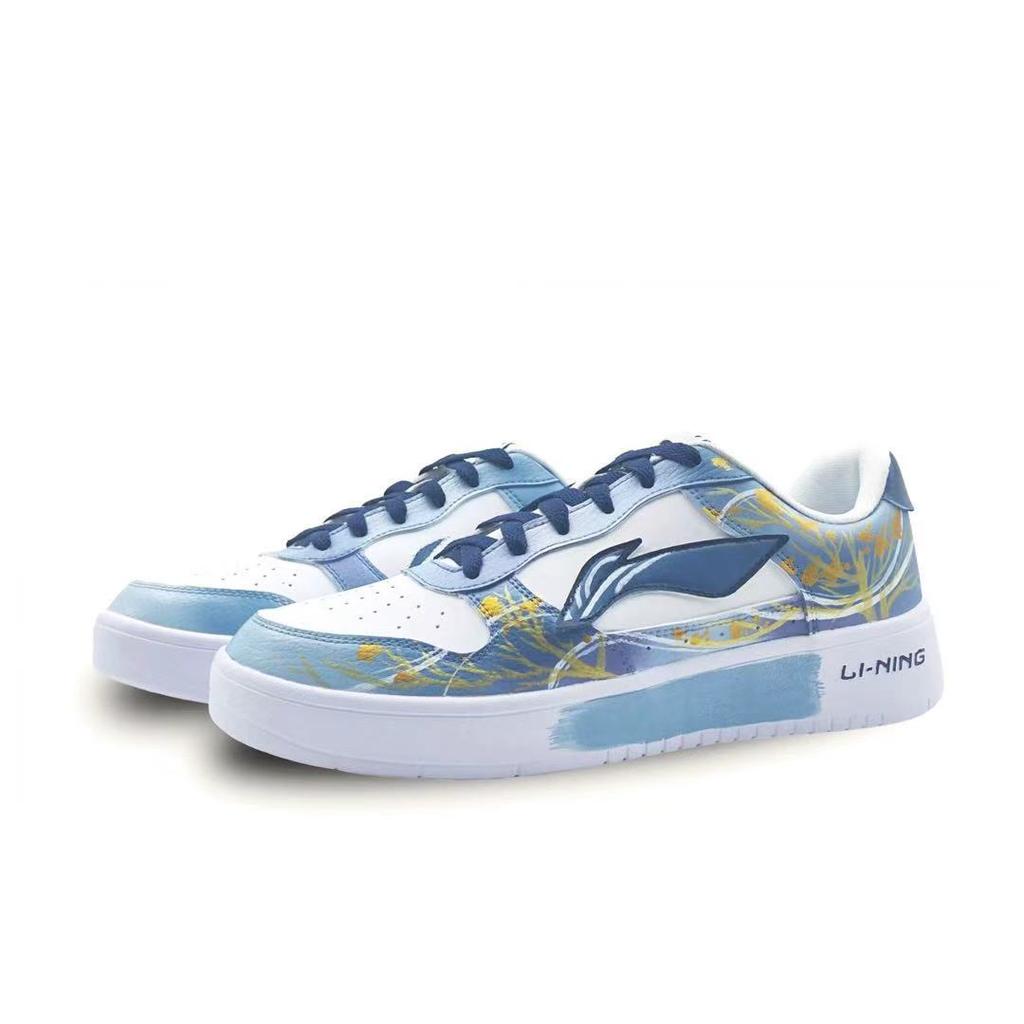 Li Ning Floating Boat Synthetic Leather Cushioning Coverage Abrasion Resistant Slip Resistant Low top Skateboard Shoes AGCS419-1(Team1553-)