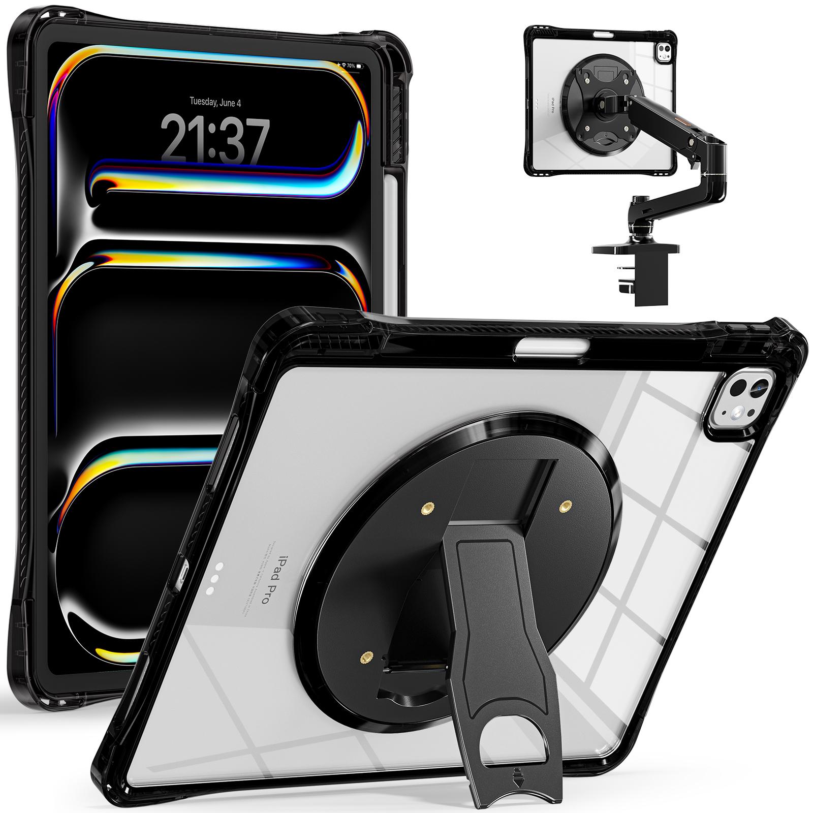 

For iPad Pro 13 (2024) Clear Case PC+TPU+Acrylic Kickstand Tablet Back Cover A