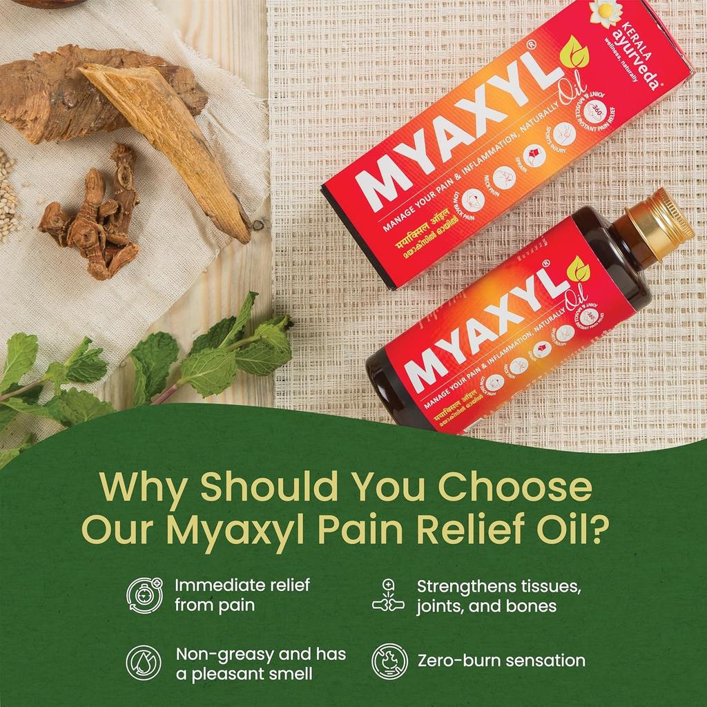 Kerala Ayurveda Myaxyl Öl 60ml 3er Pack | Schnell einziehend, nicht fettend, Schmerzlinderung für Rücken, Knie & Muskelkomfort