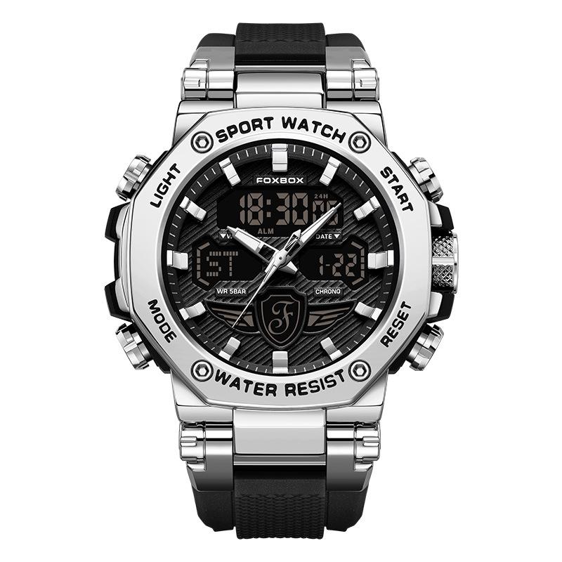FOXBOX FB0062 Famous Boys Digital Watch Hot Sale Silicone Strap Waterproofing Double Display In Stock Business Watch Factory