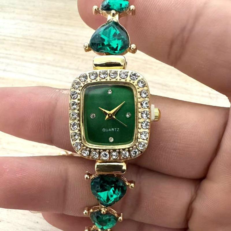 Student Korean Version Temperament Pull Rope Design Small Square Love Diamond Temperament Lazy Bracelet Watch