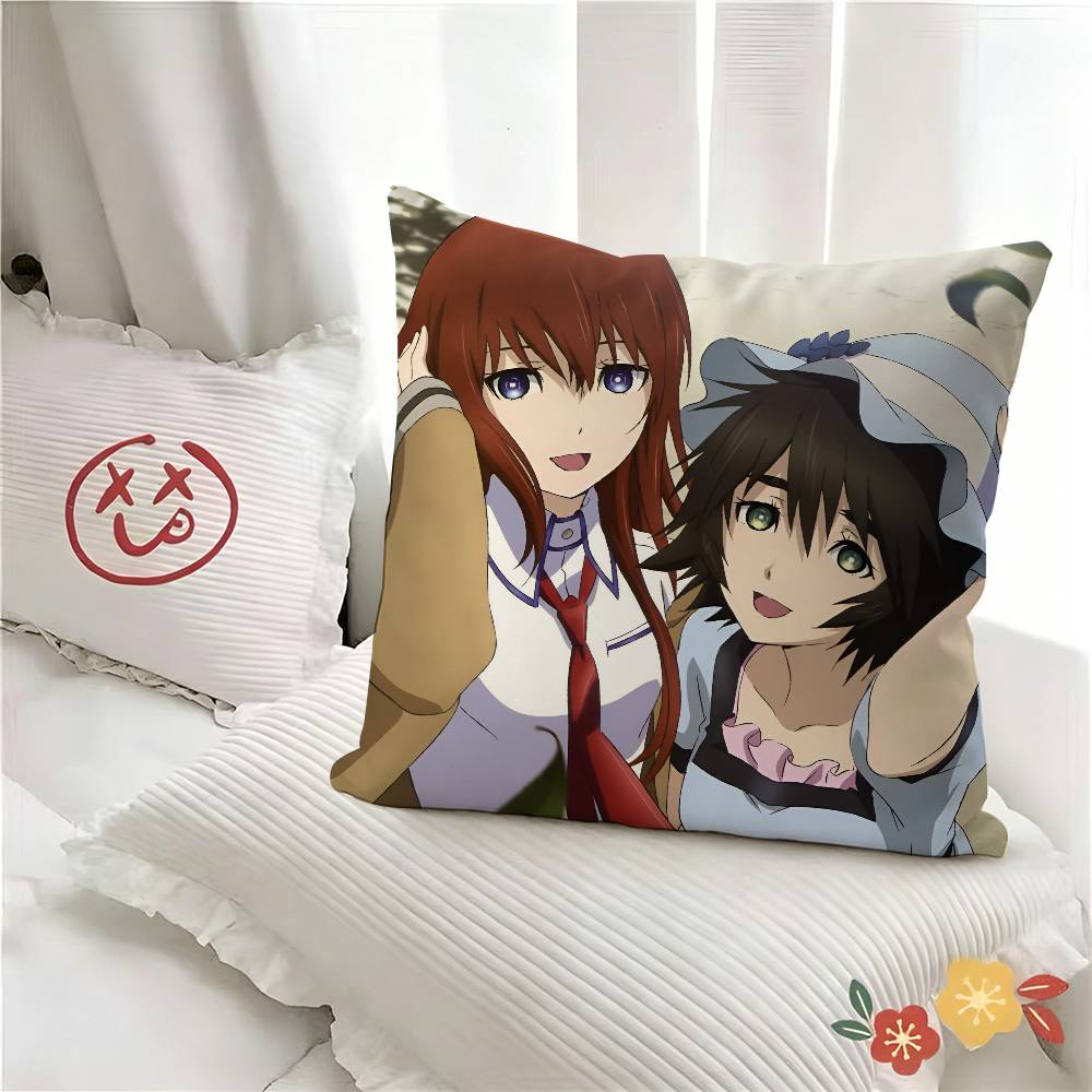 pc Anime Steins Gate Pillow Case Fashion Square Pillowcase Bedroom Sofa Room Ins Decoration Leisure