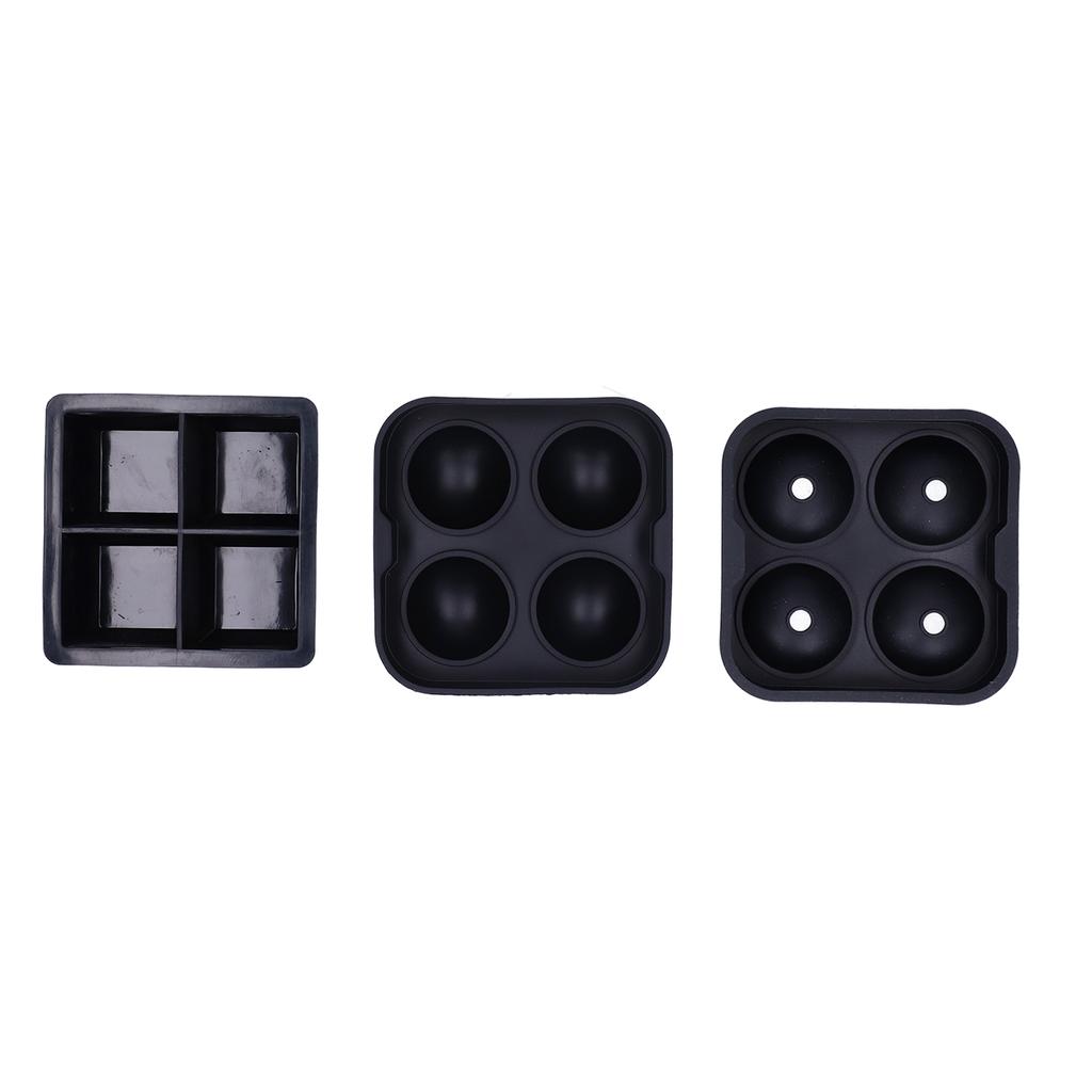 2 Stück Eisform 4-Fächer Wiederverwendbar Elastisches Silikon DIY Eiswürfelbereiter Form Tablett Schwarz