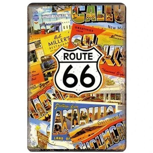 US Route 66 Postcard Tin Sign American Road Trip Wall Art 20x30cm（7.8x11.8inch）