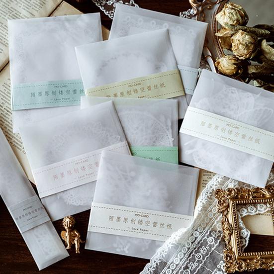 10Pcs/Set Scrapbooking Pad Lace Pattern Easy To Use Lightweight Craft Material Journaling Paper for Home