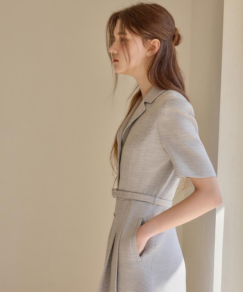 Julie And Kara 26Ss Calla141 Shebigins Giselle Tweed Dress Heather Black