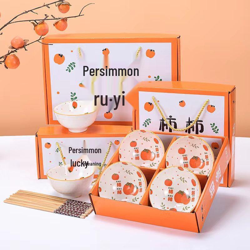 Lucky Persimmon Ceramic Tableware Gift Set